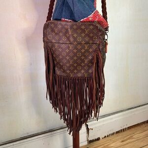 custom Louis Vuitton LV large bag with fringe